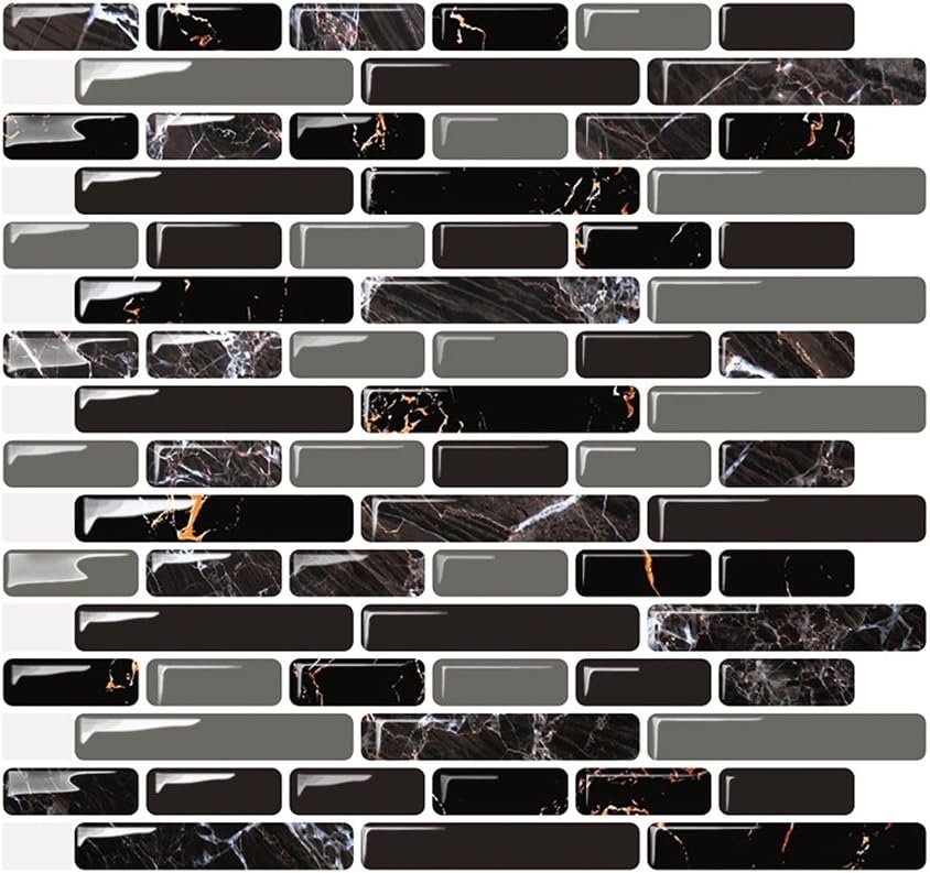 3D Self Adhesive Wall Tile Sticker, 10.63" X 10" Peel and Stick Vinyl Wallpaper Anti Mold Bathroom Dinning Room Kitchen Hotel Decoration (1 Sheet U042)