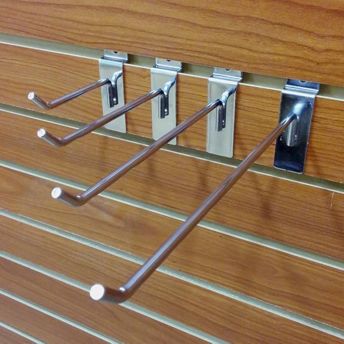 40 Chrome Assorted Slatwall Metal Hooks, Multi Size Hook