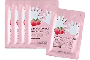 TONYMOLY I’m Lovely Peach Hand Mask – Hydrating & Moisturizing Korean Hand Treatment Gloves with Peach, Plum & Honeysuckle Extracts – Phone Screen Friendly, 5pk