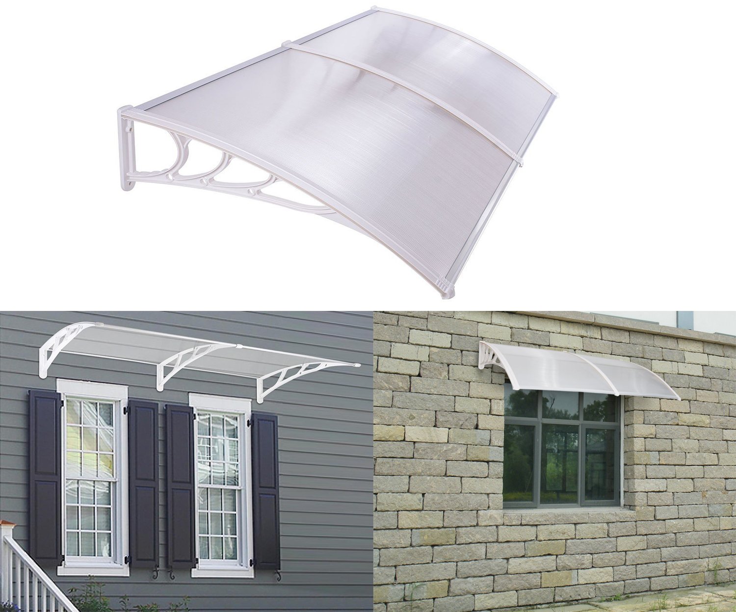 Pensilina In Policarbonato Per Esterno – Tenda Da Sole 100x150 Cm Semitrasparente | Protezione Da Pioggia, Neve E Raggi UV | Per Porte, Finestre E Balconi