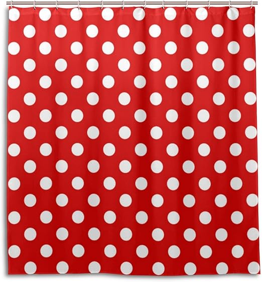 Amazon Com Vantaso Shower Curtains 66x72 White Polka Dot Red
