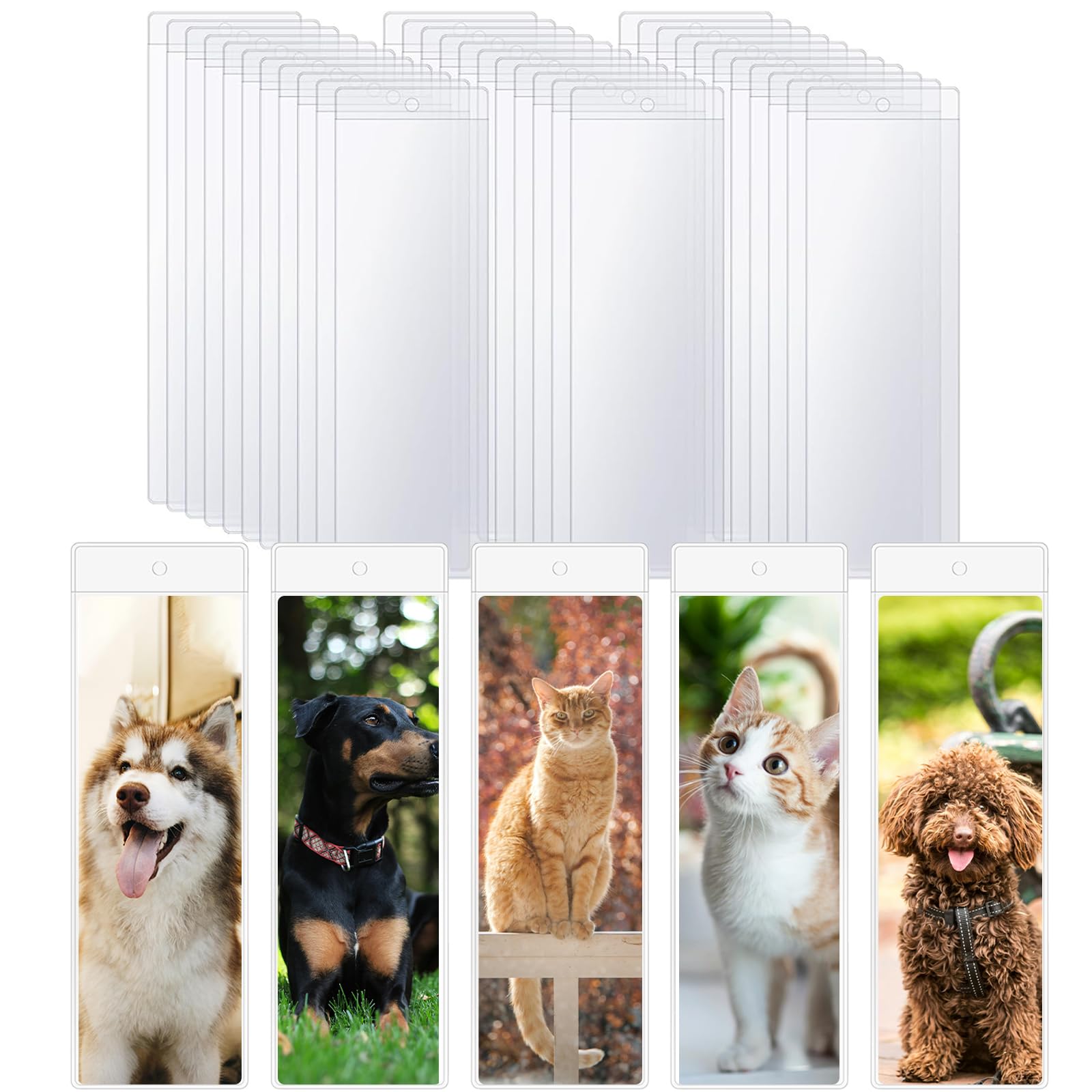 Photo 1 of Nyvexon 20 Pack Clear Bookmark Sleeves, Plastic Bookmark Packaging, 7.17 x 2.36 Inches