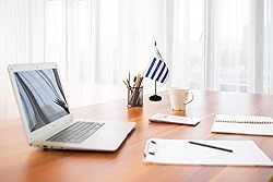 Uruguay Uruguayan Small Mini Desk Flag Set