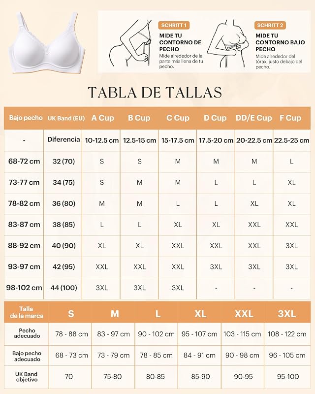 Sujetador Sin Aros Mujer Tallas Grandes Corrector Postura Soft Sujetador Blanco 3XL