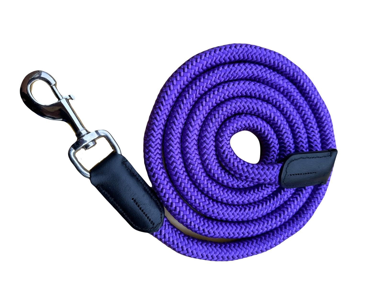Luxury Horse Lead Rope for headcollars with Leather 18 mm thick (Purple)