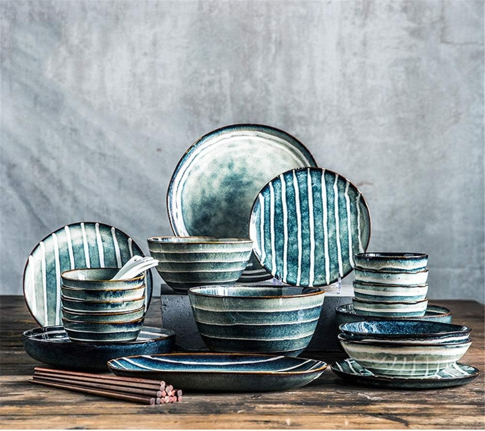CaoDquan Dinnerware Set Creative Dinner Set Nordic Vintage Ceramic Tableware Combination Set For Daily Use Choice Porcelain Dinner Service Set (Color, Size : 46 PCS)