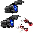 YONHAN Cigarette Lighter Socket 12V Power Outlet Receptacle with Blue LED for Car Marine Motorcycle Scooter RV and More, 2-Pack