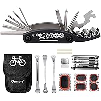 Oumers Multi-Function Bike Bicycle Cycling Mechanic Repair Kit with 3pc Bike Tire Lever 5pc Tyre Patches 1pc Tire Rasp Work B