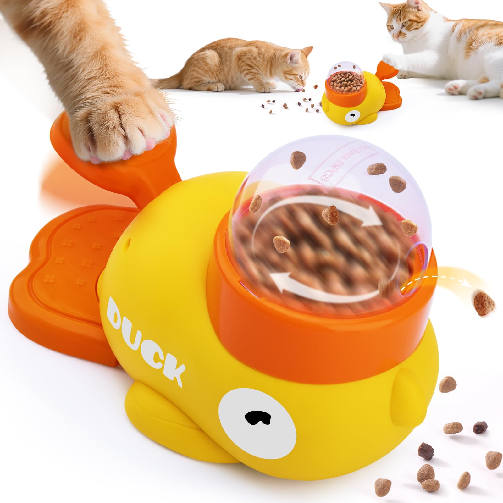 Photo 1 of Interactive Cat Treat Dispenser, Slow Feeder Cat Puzzle Toy Duck Shaped Design