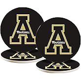 Desert Cactus Appalachian State University Circle Ceramic Coasters 4 Pack Mountaineers App State Absorbent Drink Coasters with Cork Backing (Design A)