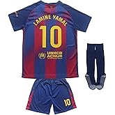 CEKFAX Barca 2025/2026 Home #10 Yamal Football Soccer Kids Jersey Shorts Socks Set Youth Sizes