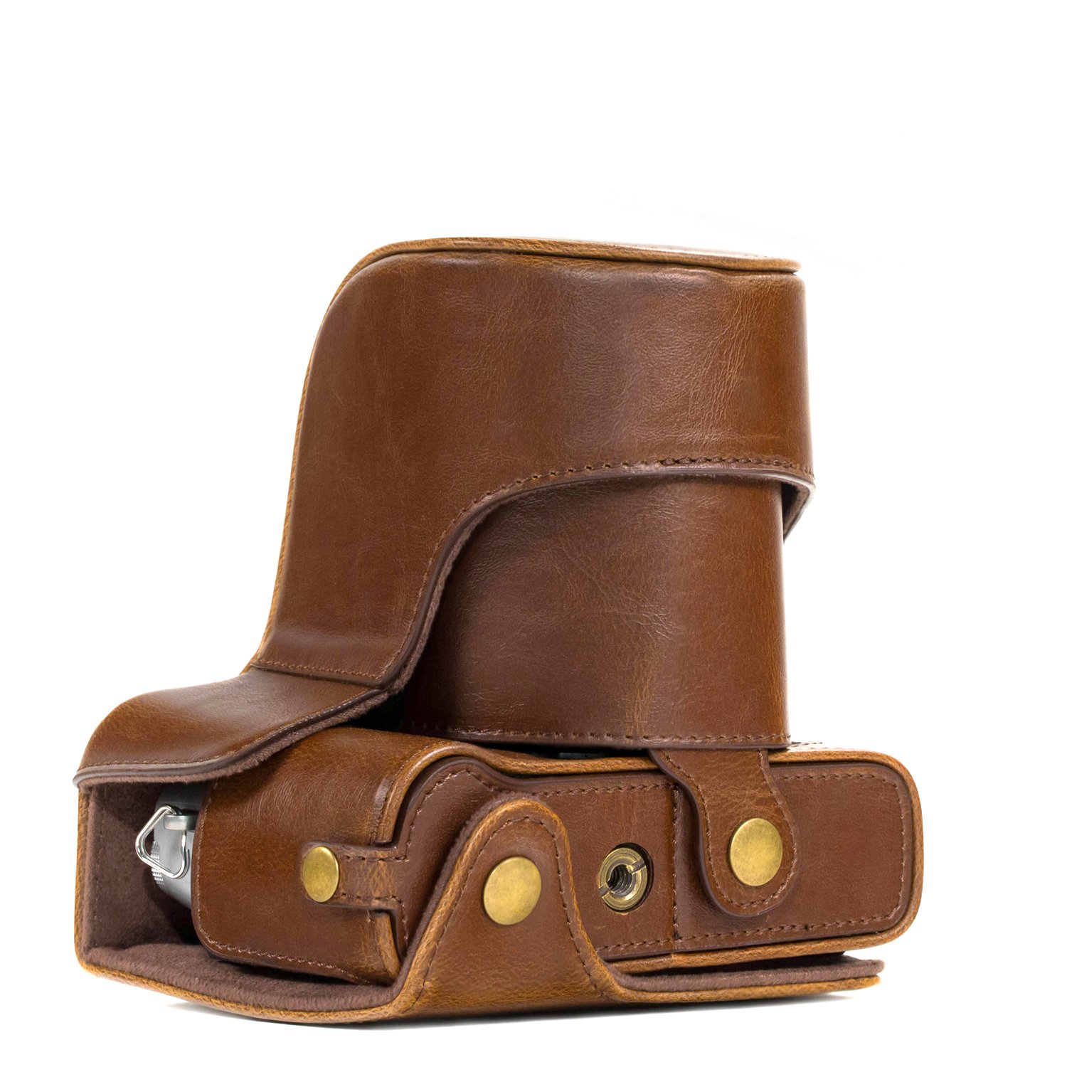 MegaGear MG577 Ever Ready Leather Camera Case and Strap compatible with Fujifilm X-T30, X-T20 (16-50mm / 18-55mm Lenses), X-T10 - Dark Brown