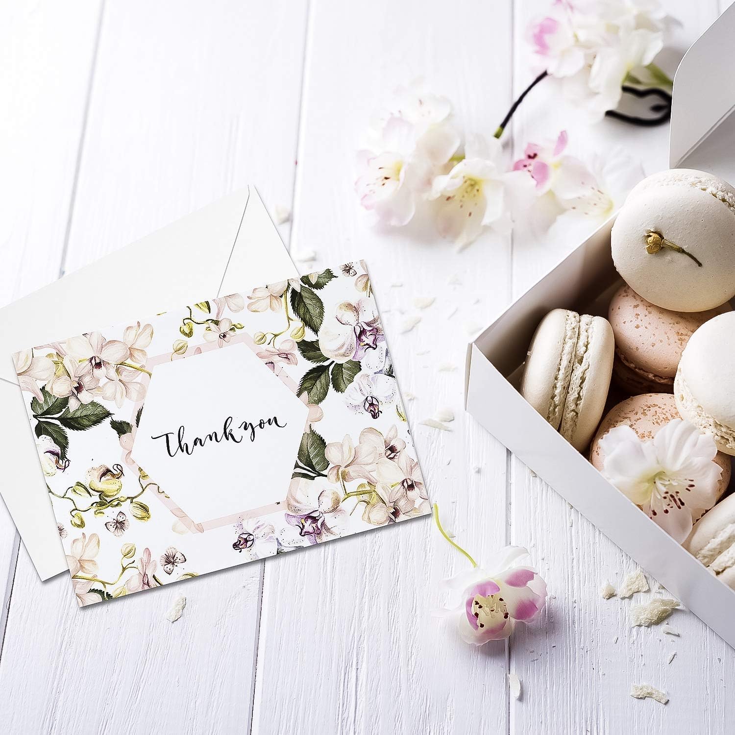 Thank You Cards: Posh Floral Bulk Set of Blank Note Cards - Personalized Greeting Card for Business Notes, Party Events and More - Assorted Modern Pack with Envelopes and Pretty Stickers Inside