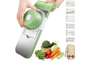 Multifunctional Vegetable Cutter, Portable Mandoline Slicer for Kitchen, Adjustable Vegetable Cutter with 6 Stainless Steel B