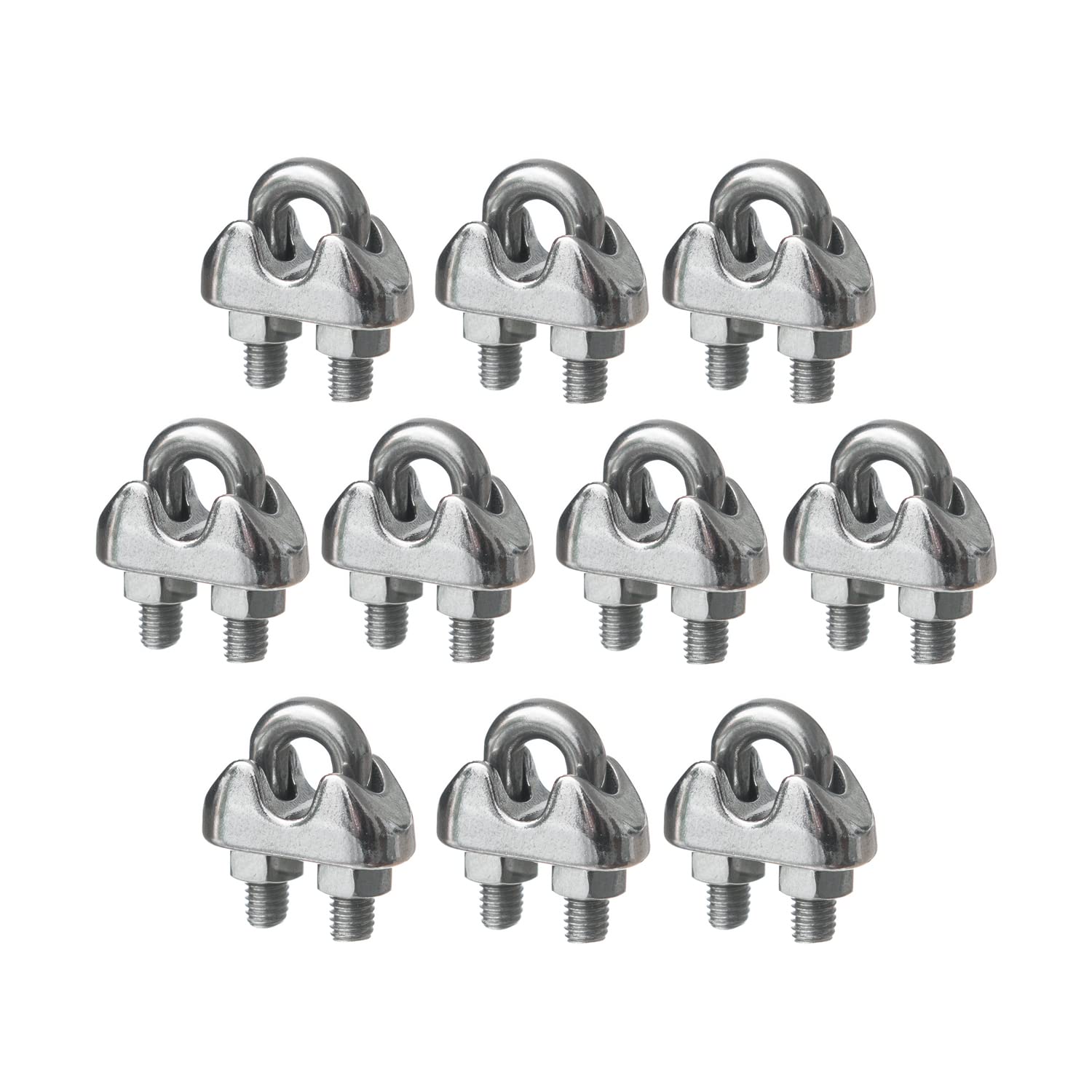 New Marine Stainless Steel Rope Clips for Wire Rope from 3 to 12 mm Diameter Saltwater Resistant Rust-Proof Pack of 10, 8 mm
