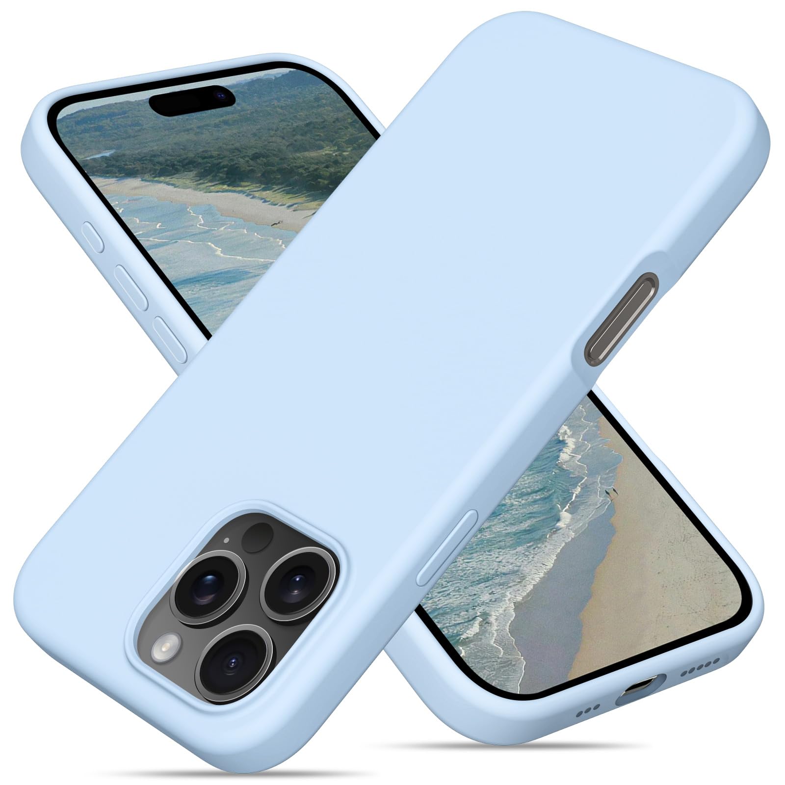 OitiYaa Liquid Silicone Case for iPhone 16 Pro Case,Full Body Protective Cover with 4 Layer Shockproof Structure, Soft Ultra Slim Phone Case with Anti-Scratch Microfiber Lining, 6.3", Light Blue