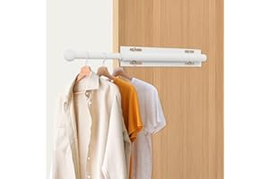 Luvenia Valet Rod,Adjustable Closet Rod 16in Heavy Duty Stainless Steel,Closet Rods For Hanging Clothes Retractable Slide Out Valet Rod For Closet Pull Out For Closet, Laundry Room, Bedroom(White)