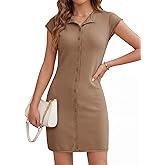 Saodimallsu Womens Button Down Mini Dress Summer Sleeveless Bodycon Casual Knit Short Cardigan Sweater Dresses