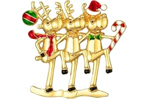 Vanjewnol Gold Christmas Reindeer Pins and Brooches for Women Girls, B01T