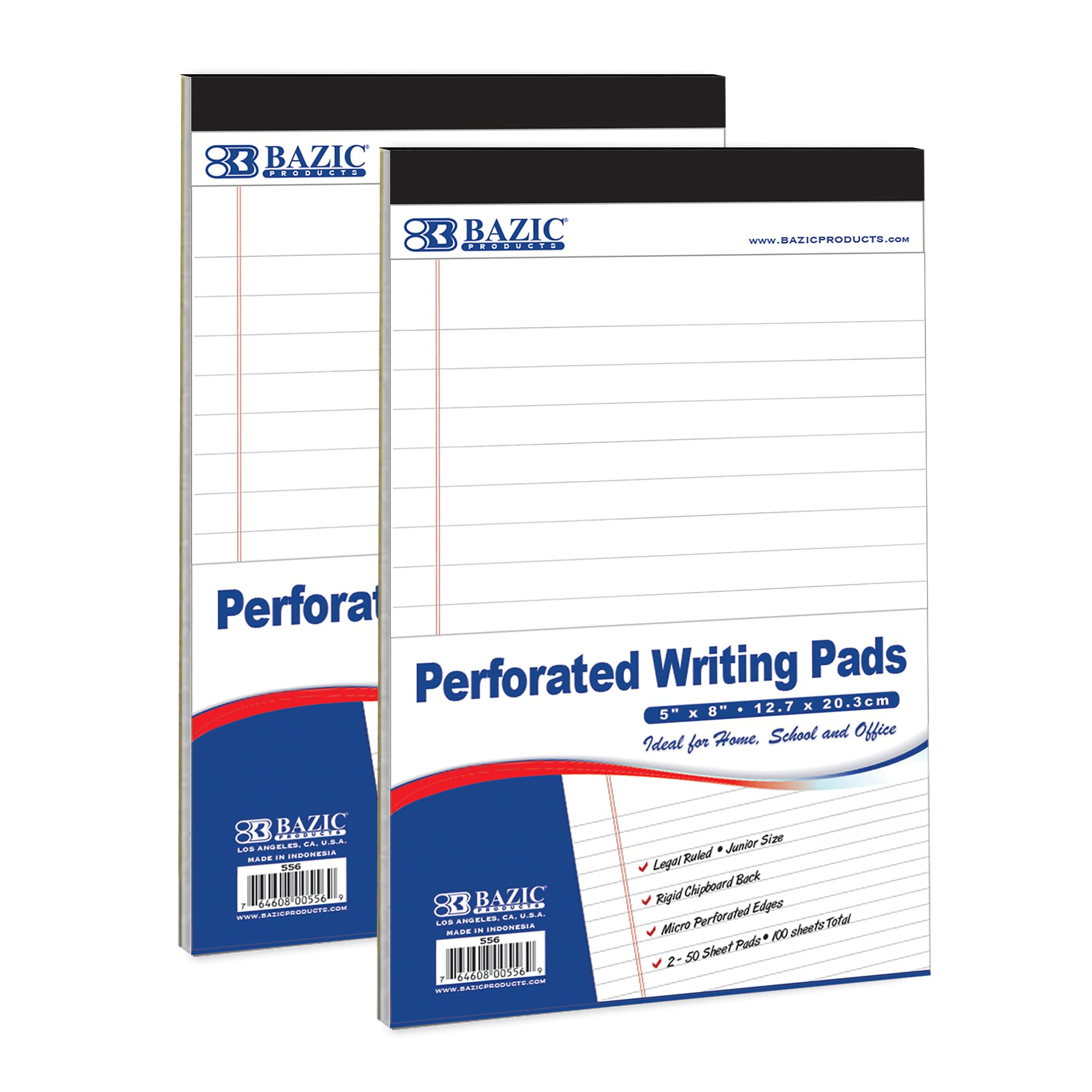 Photo 1 of BAZIC Perforated Writing Pad, 50 Sheets 5x8 Inch, White Jr. Lined Ruled Memo Writing Pads Note Paper for Office School Student, Total 2 Count
