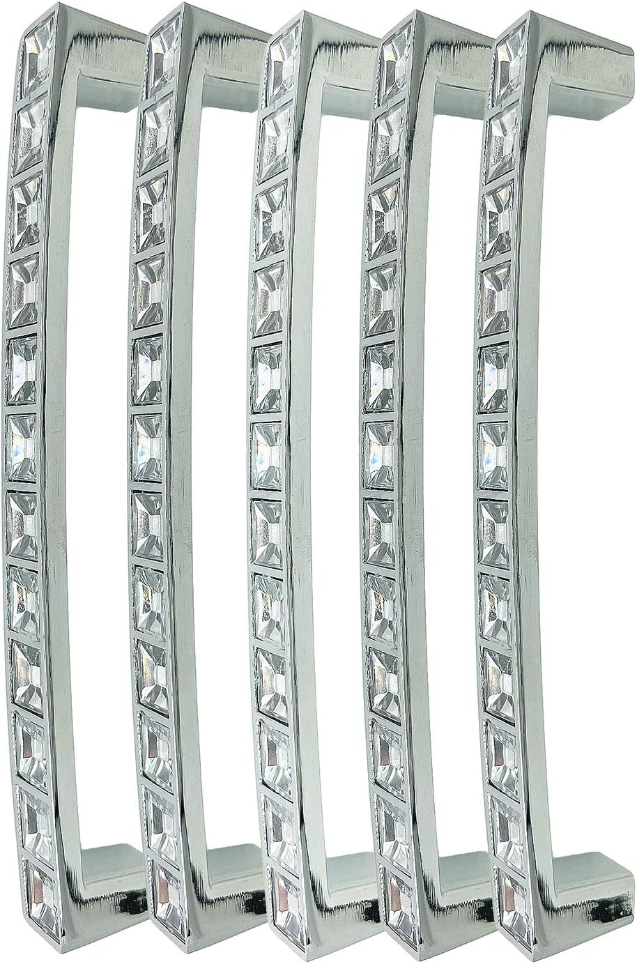 Micro Trader 4x Crystal Cabinet Pull Handle Bar Drawer Cabinet Door Handle 128mm, Silver, 14 x 2 cm - Image 4