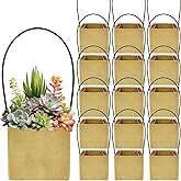 50PCS Succulents Wraps,Succulent Gift Bags with Handles,Kraft Paper Sleeve Succulent Tags for Wedding Baby Shower Favors Ideas(Fits 2 Inch Pots)