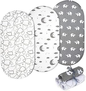 Momcozy 70x37cm/80x40cm/78x36cm/80x46cm/75x33cm Baby Matratzenschoner Spannbettlaken 3er Pack für Stubenwagen Matratze für Kinderwagen-Matratze Babybett Julius Zöllner, Träumeland, Alvi, FabiMax