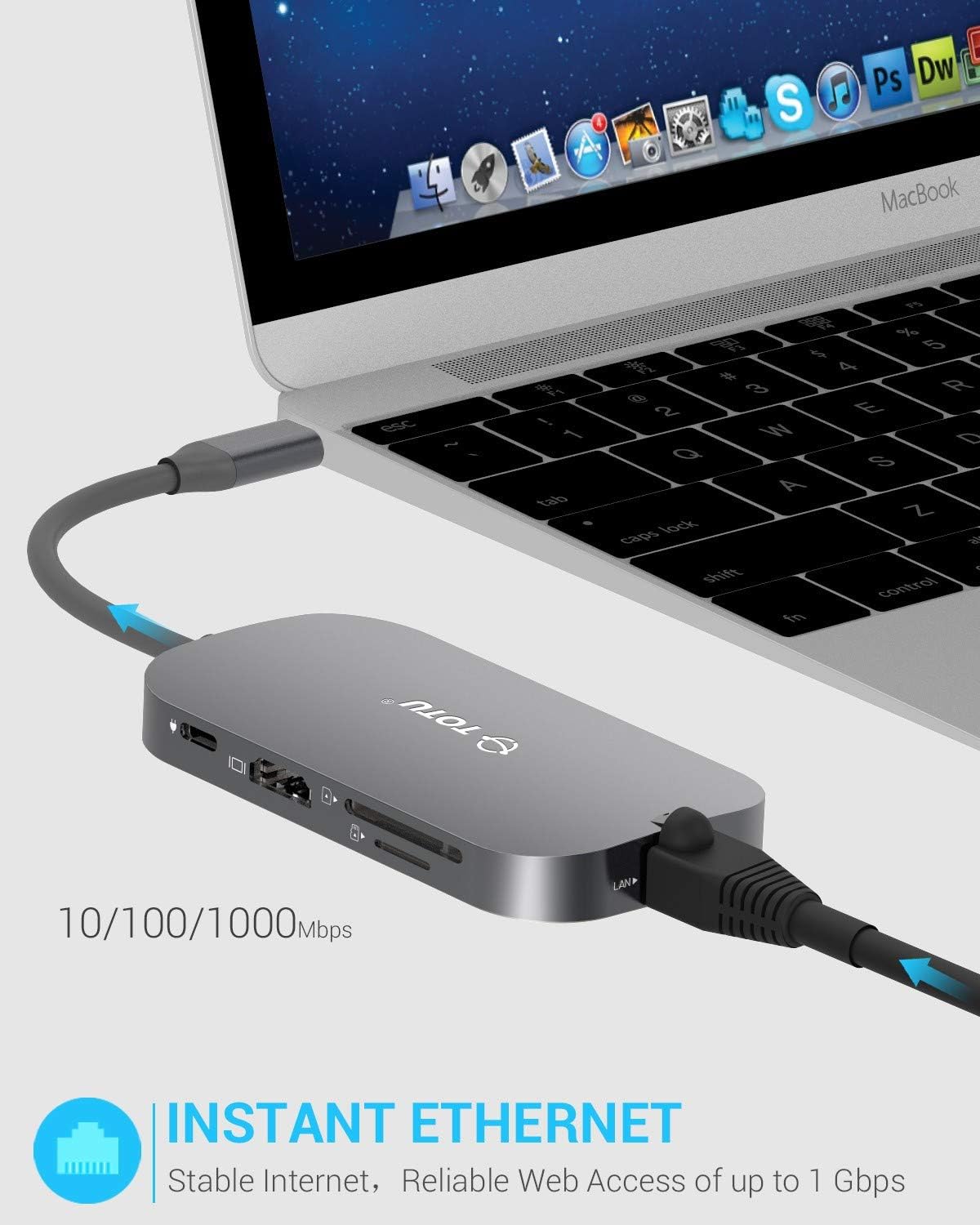 TOTU USB C Hub,9-In-1 Type C Hub with Ethernet Port, 4K USB C to HDMI, 2 USB 3.0 Ports, 1 USB 2.0 Port, SD/TF Card Reader, USB-C Power Delivery, Portable for Mac Pro and Other Type C Laptops (Silver): Computers & Accessories