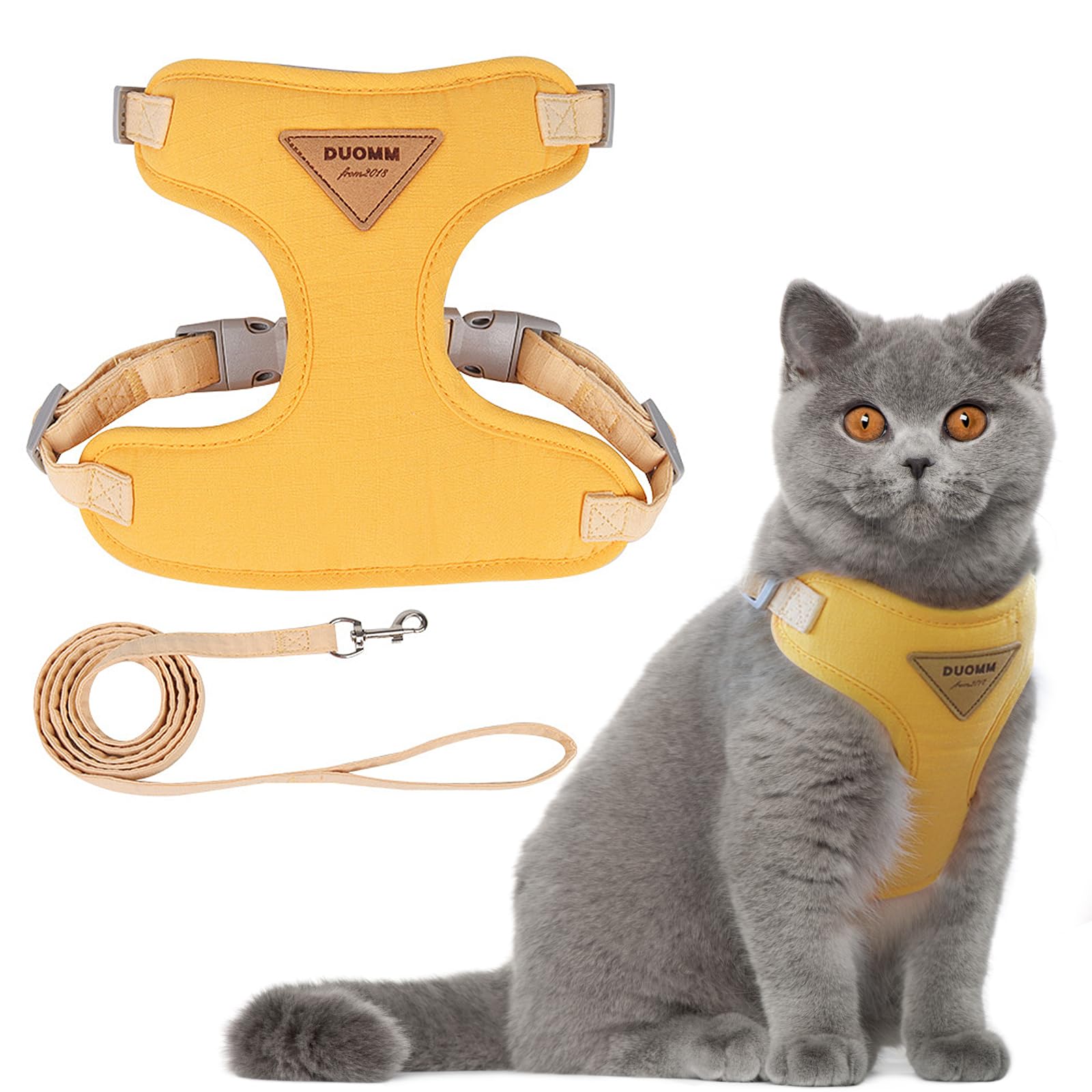 Escape Proof Cat Harness and Lead Set, Soft Mesh Puppy Harness, Breathable Cat Leash, Adjustable Soft Cat Walking Jackets, Comfortable Kitten Harness for Large Medium Small Pets Walking, Orang (M)