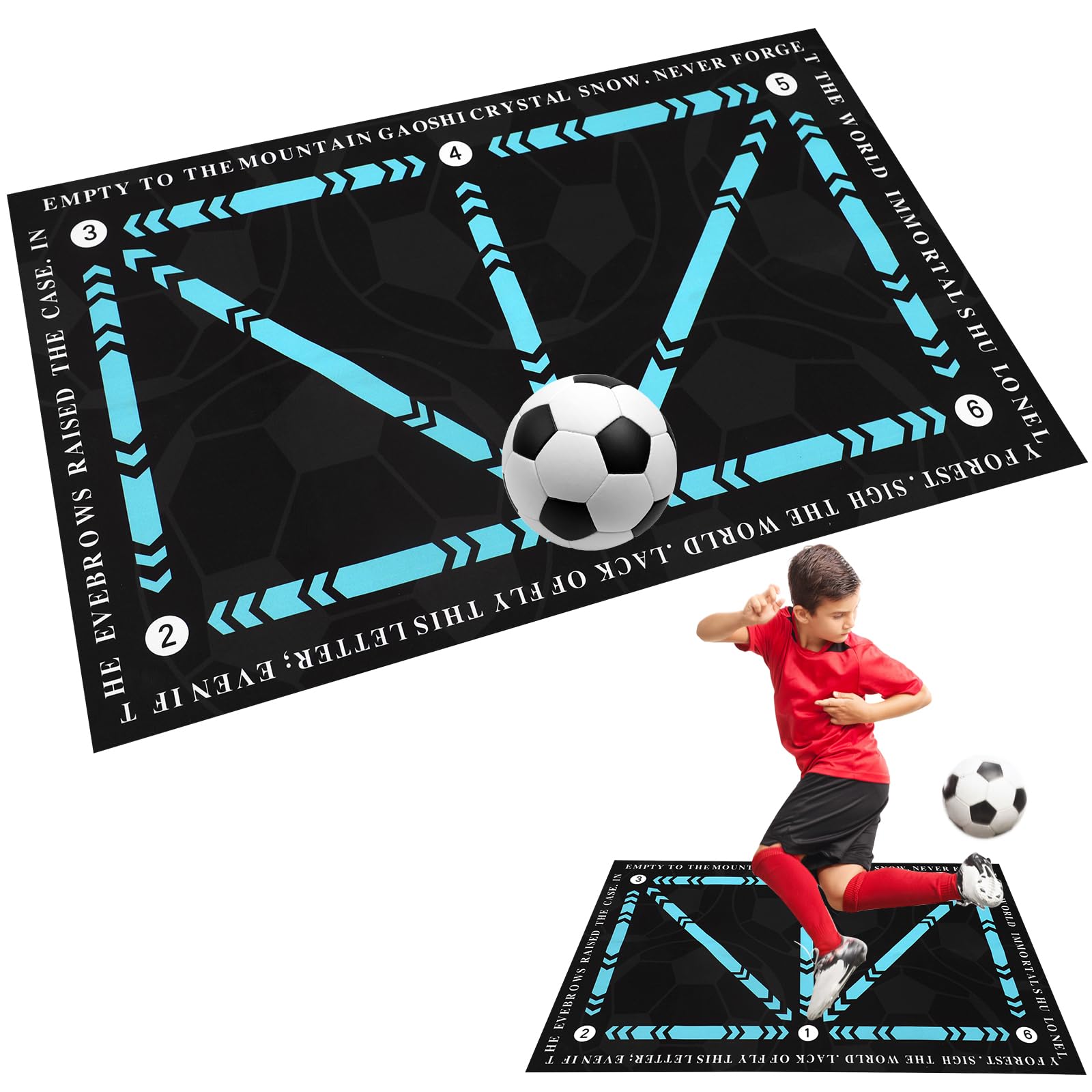 Hlayshing Football Training Mat,60 X 90 Cm Football Footstep Training Mat,Non Slip Dribble Ball Control Training Carpet Sports Mat,Soccer Training Equipment for Kids Adults Indoor