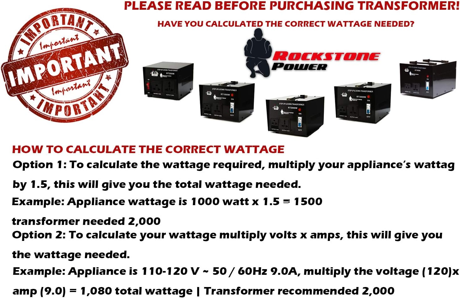 Rockstone Power 3000 Watt Voltage Converter Transformer - Heavy Duty Step Up/Down AC 110V/120V/220V/240V Power Converter - Circuit Breaker Protection – DC 5V USB Port - CE Certified [3-Year Warranty]: Home Audio & Theater