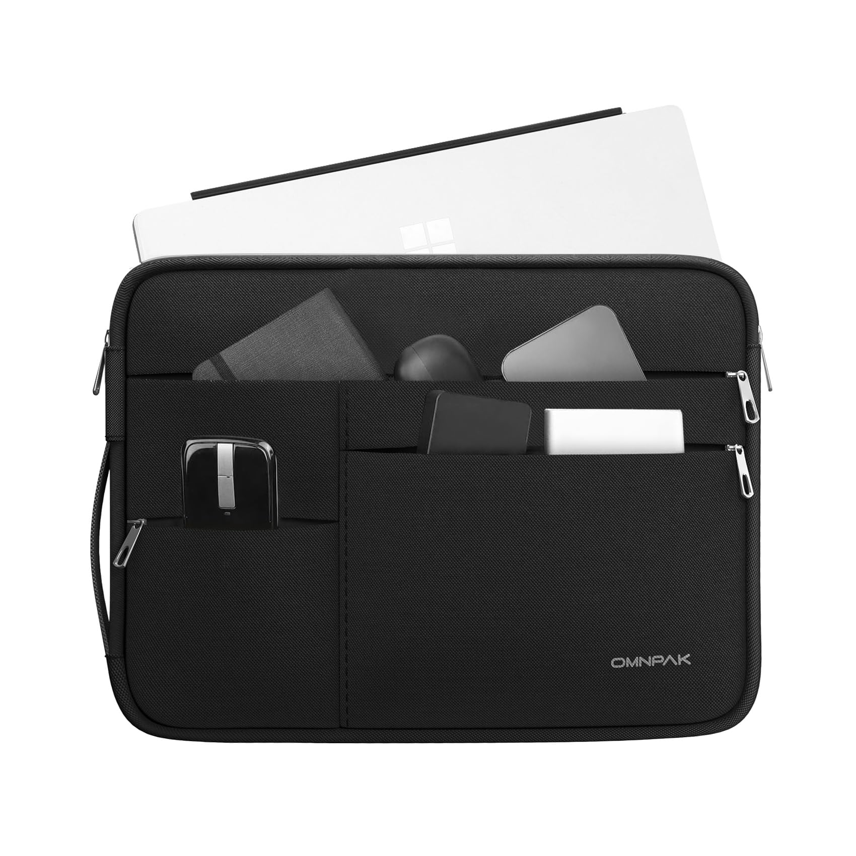Omnpak Case for Surface Pro 12/11/10/9,13 inch Laptop Sleeve for Surface Pro 8/7+/7/6/5/4/3 with Multi-Pocket and Side Handle Strap,Water-Resistant Laptop Carrying Bag