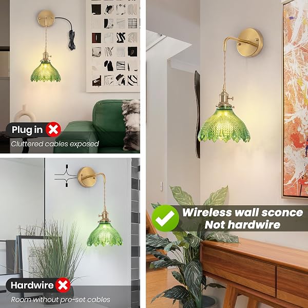 NOGCEW BATTERY OPERATED WALL SCONCE WITH REMOTE, RECHARGEABLE DIMMABLE WALL SCONCES SET OF 2, ADJUSTABLE CHAIN WIRELESS INDOOR 12 COLORS RGB WALL LAMP FOR LIVING ROOM BEDROOM