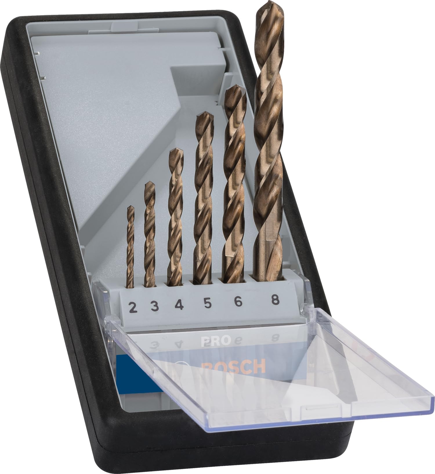 Bosch 6x PRO Stainless Steel HSS-Co Twist Drill Bit Set (for Steel, Stainless steel, Ø 2,0, 3,0, 4,0, 5,0, 6,0, 8,0 mm, Professional Accessory Rotary Drill/Drivers) — image 1
