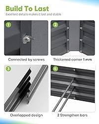Quictent Galvanized Raised Garden Bed 6x3x1 Ft
