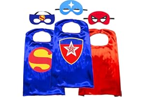 NuGeriAZ Superhero Cape for Kids-Halloween Cape and Mask Cosplay Costumes Set for Kids (Double Sided Cape) (2Pcs Red)