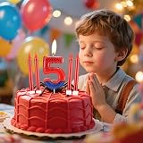 mciskin Happy 4th Birthday Candles Set Blue Red Spider Web Number 4 view 5