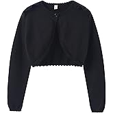 LIBREDGE Girls Long Sleeve Cardigan Kids Button Closure Knitted Bolero Shrug Girls Sweaters Tops