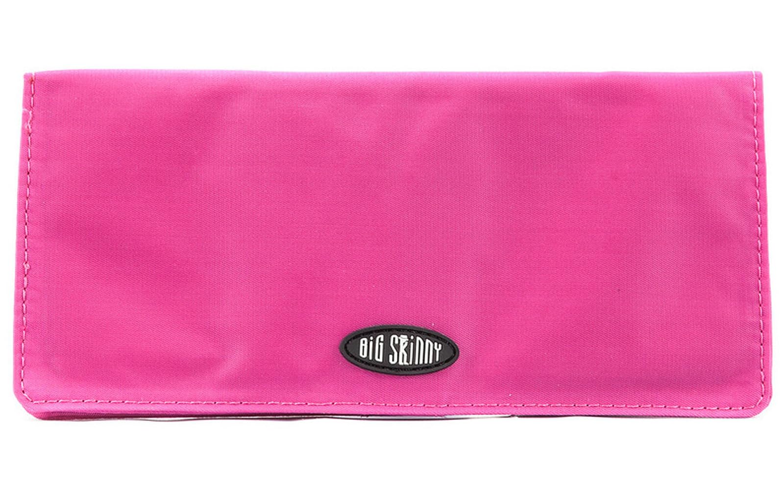 Big Skinny Women's Leather Executive Bi-Fold Checkbook Wallet, Holds Up to 40 Cards,Lightweight, Fuchsia