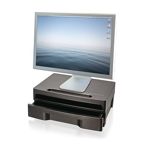 Officemate 2200 Series Monitor Stand With Drawer Black 22502
