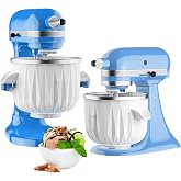 GVODE Ice Cream Maker Attachment for KitchenAid Mixer, 2 Qt Freezer Bowl | 2 Qt Freezer Bowl with Dasher and Drive Assembly For Ice Cream, Gelato, Frozen Yogurt and Sorbet After 24-Hour Pre-Freeze