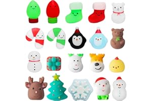 MALLMALL6 20Pcs Christmas Mochi Squeeze Toys for Xmas Party, Kawaii Animal Stress Relief Toys for Christmas Decoration Treat Bags Gifts, Birthday Gifts, Classroom Prize, Goodie Bag