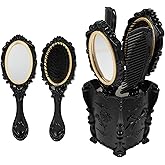 Beavorty 5pcs Vanity Mirror Set with Comb, Handheld Mirror, Hair Brush Holder, Round Mirror, Detangling Hair Comb - Hairdressing Tools for Travel