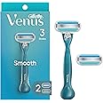 Venus Smooth Women's Razor with Reusable Razor Handle + 2 Razor Blade Refills 1 Pack (Count of 3)