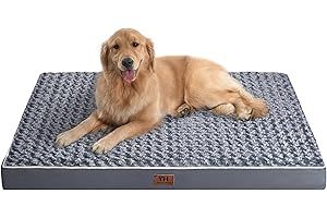 WESTERN HOME WH Large Dog Bed for Large, Jumbo, Medium Dogs, Orthopedic Pet Bed Waterproof Mattress with Removable Washable Cover, Thick Egg Crate Foam Dog Bed with Non-Slip Bottom