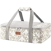 Lifewit Insulated Single Decker Casserole Carrier for Hot or Cold Food, Lasagna Lugger Holder Fits 9" x 13" Baking Dish, Thermal Lunch Tote Bag for Potluck Parties, Picnic and Cookouts, Grey