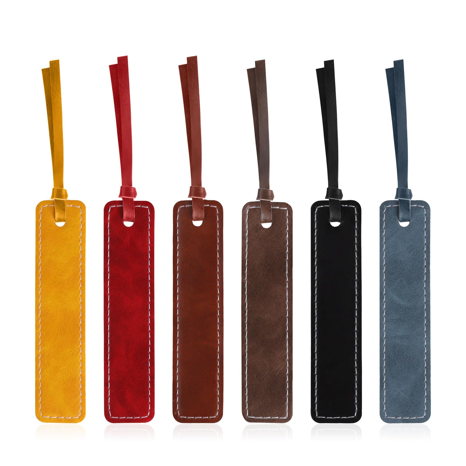DAJISI 6PCS Leather Bookmark for Women Men, Multicolor Genuine Leather Bookmarks with Tassel Simple Elegant Book Markers Meaningful Gift for Reader Book Lovers (6 Color)