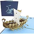 PopLife® Norse Viking Ship 3D Pop Up Card for All Occasions - Happy Anniversary, Father's Day Card, Pop Up Birthday for Men, Retirement - for Dad, for Husband, for Son, for Grandpa