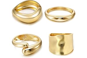 MEDOJO 4 Pcs Women Golden Silvery Cuff Bracelet Hinged Design Bracelet Trendy Chunky Cuff Bangle Thick Golden Silvery Bracelets for Women