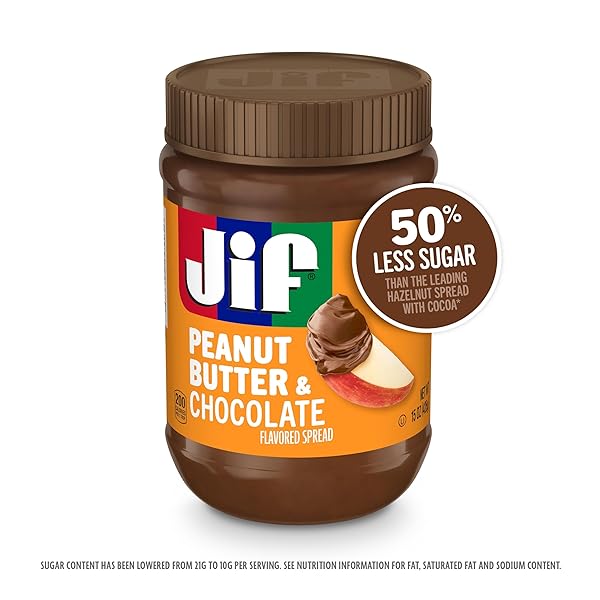 JIF PEANUT BUTTER & CHOCOLATE FLAVORED SPREAD, 15 OZ. JAR